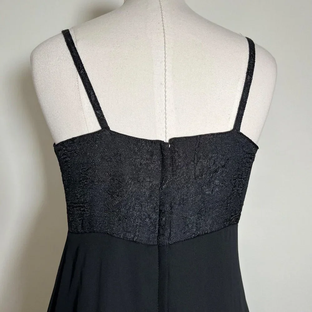 XOXO Vintage 90s Y2K Black Maxi Prom Dress Evening Gown Empire Waist Bow Size 5 - Picture 14 of 16